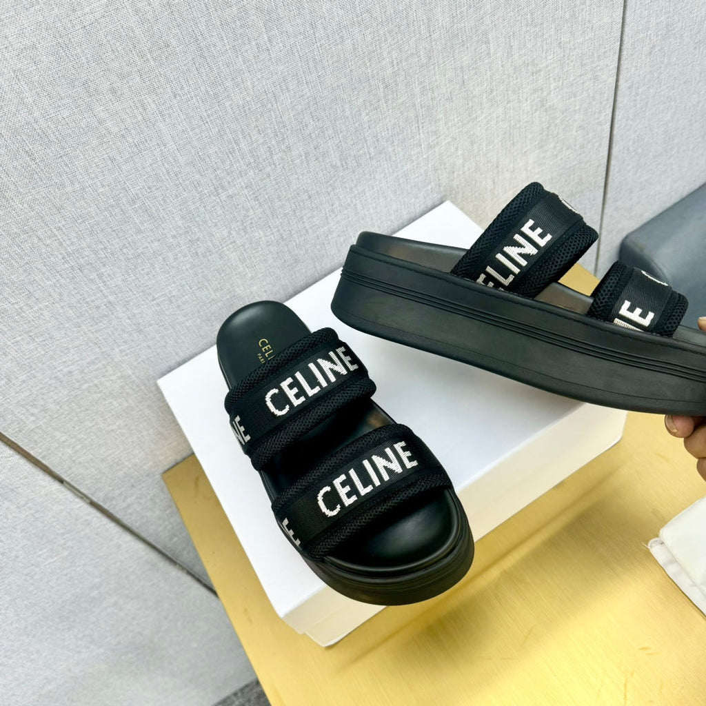 BLACK BLOCK SLIDE MESH NYLON AND TEXT WITH JACQUARD