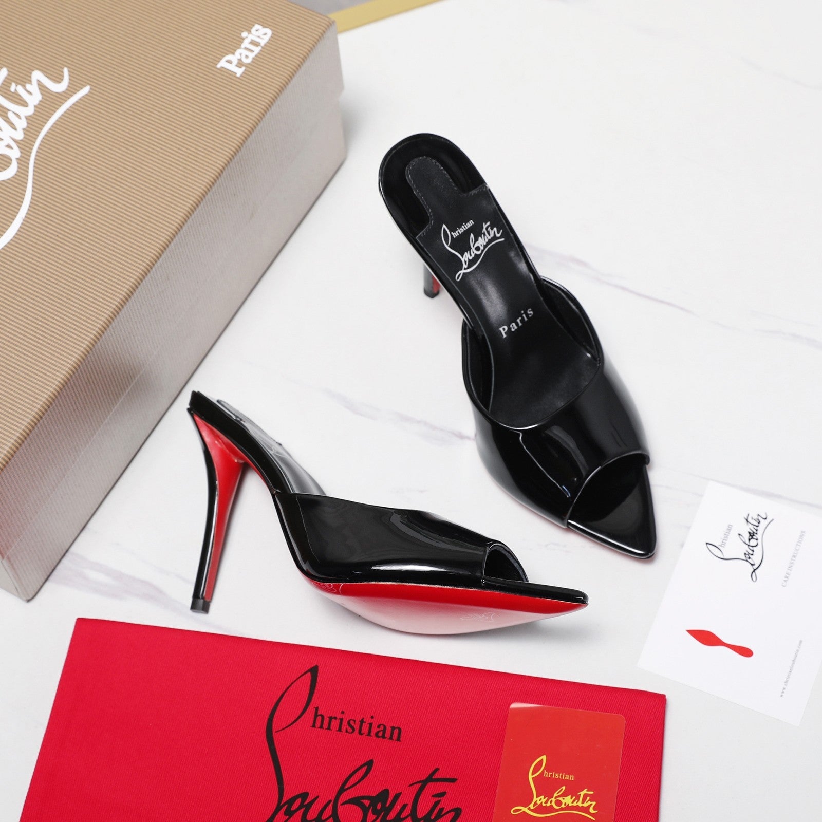 DOLLY SLIDE SANDALS 100MM IN BLACK CALFSKIN