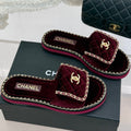 FLAT CHAIN HEART SLIPPER IN PLUM PURPLE VELVET