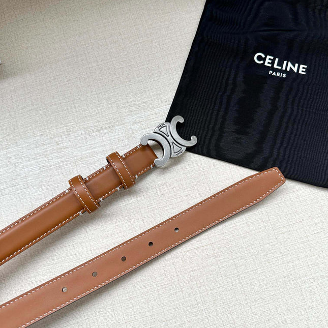 CELINE 25S BELT TRIOMPHE TAURILLON 25MM IN CARAMEL CALFSKIN 557499