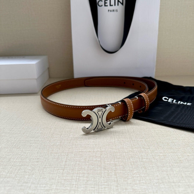CELINE 25S BELT TRIOMPHE TAURILLON 25MM IN CARAMEL CALFSKIN 557499