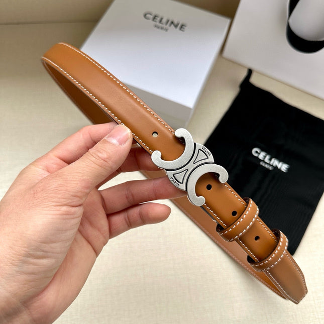 CELINE 25S BELT TRIOMPHE TAURILLON 25MM IN CARAMEL CALFSKIN 557499