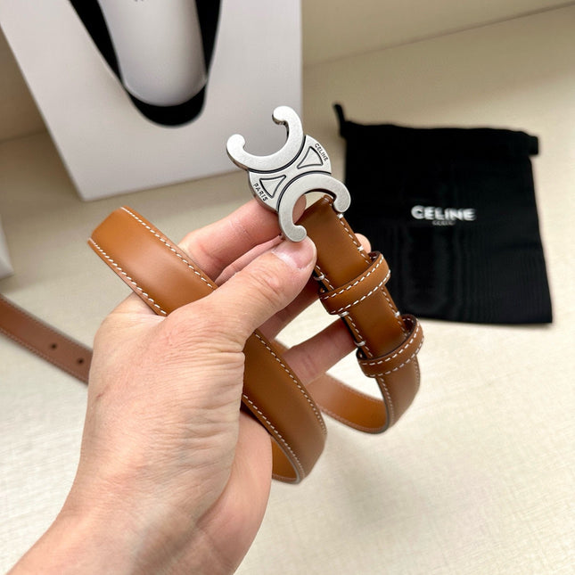 CELINE 25S BELT TRIOMPHE TAURILLON 25MM IN CARAMEL CALFSKIN 557499