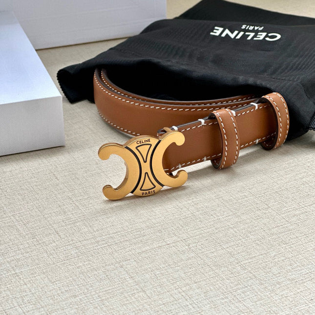 CELINE 25S BELT TRIOMPHE TAURILLON 25MM IN CARAMEL CALFSKIN 557498