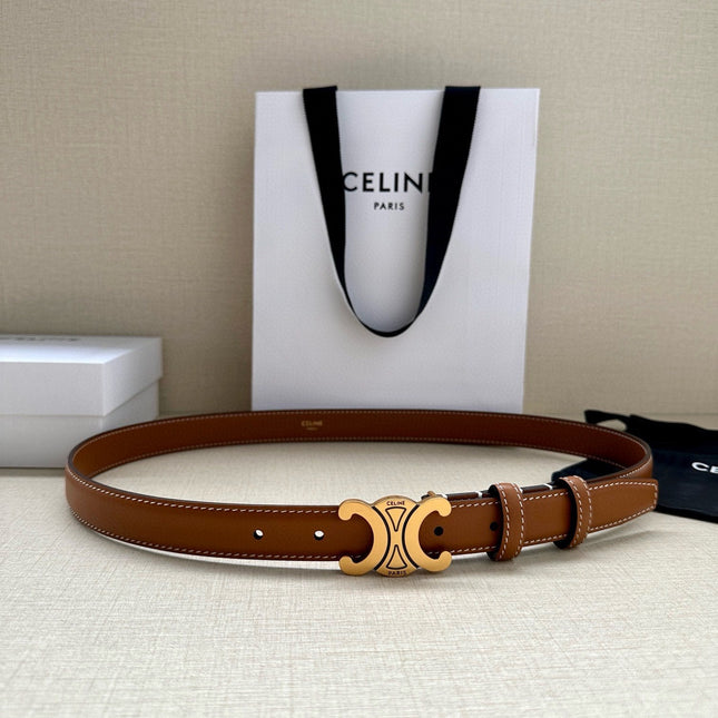 CELINE 25S BELT TRIOMPHE TAURILLON 25MM IN CARAMEL CALFSKIN 557498