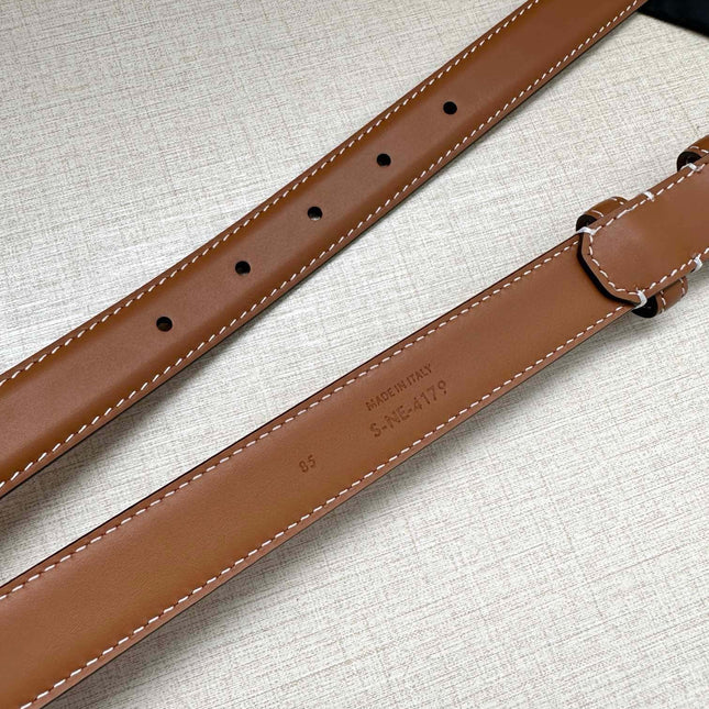 CELINE 25S BELT TRIOMPHE TAURILLON 25MM IN CARAMEL CALFSKIN 557498