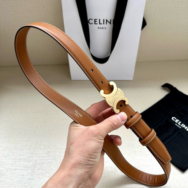 CELINE 25S BELT TRIOMPHE TAURILLON 25MM IN CARAMEL CALFSKIN 557500