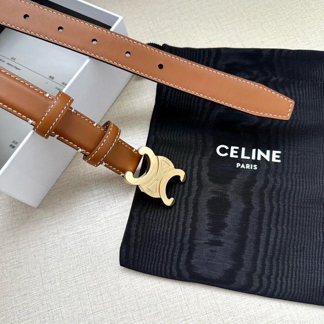 CELINE 25S BELT TRIOMPHE TAURILLON 25MM IN CARAMEL CALFSKIN 557500
