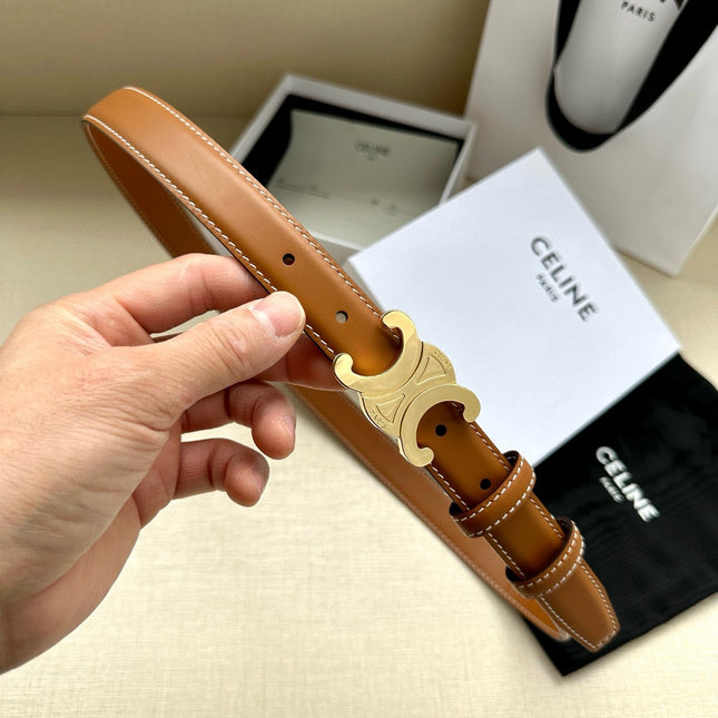 CELINE 25S BELT TRIOMPHE TAURILLON 25MM IN CARAMEL CALFSKIN 557500