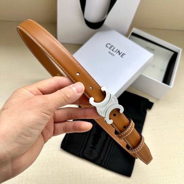 CELINE 25S BELT TRIOMPHE TAURILLON 25MM IN CARAMEL CALFSKIN 557501