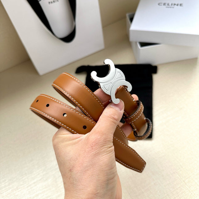 CELINE 25S BELT TRIOMPHE TAURILLON 25MM IN CARAMEL CALFSKIN 557501
