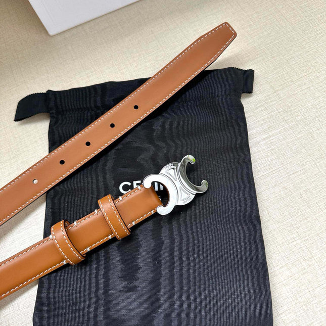 CELINE 25S BELT TRIOMPHE TAURILLON 25MM IN CARAMEL CALFSKIN 557501