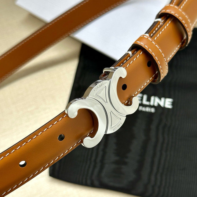 CELINE 25S BELT TRIOMPHE TAURILLON 25MM IN CARAMEL CALFSKIN 557501