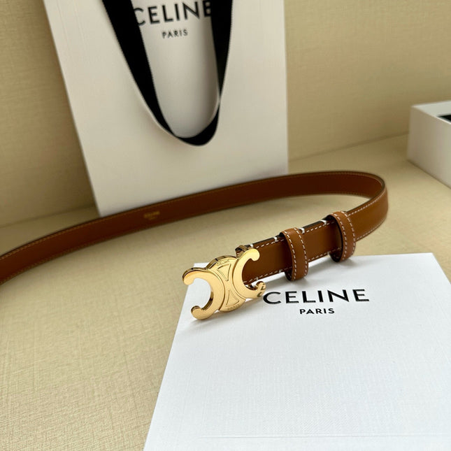 CELINE 25S BELT TRIOMPHE TAURILLON 25MM IN CARAMEL CALFSKIN 557502
