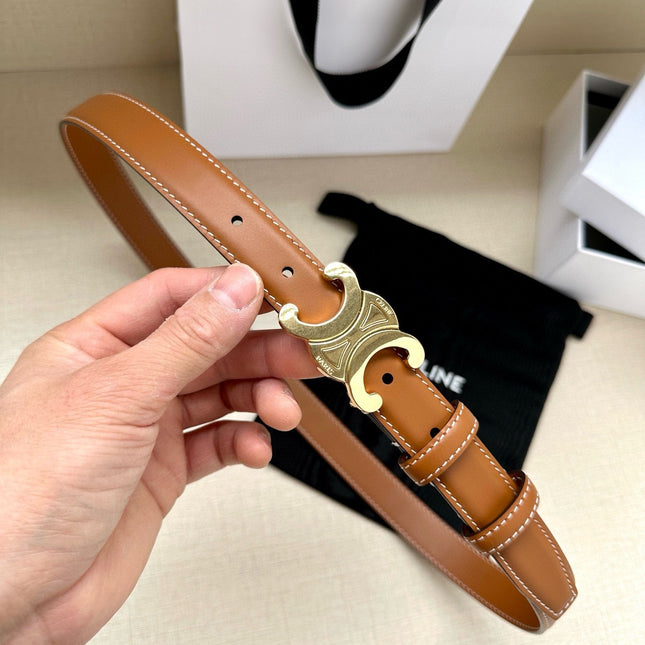 CELINE 25S BELT TRIOMPHE TAURILLON 25MM IN CARAMEL CALFSKIN 557502