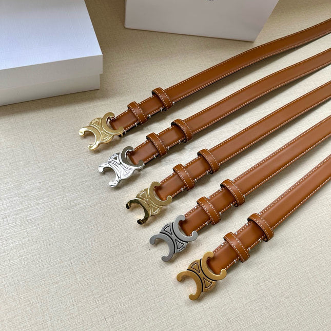 CELINE 25S BELT TRIOMPHE TAURILLON 25MM IN CARAMEL CALFSKIN 557502