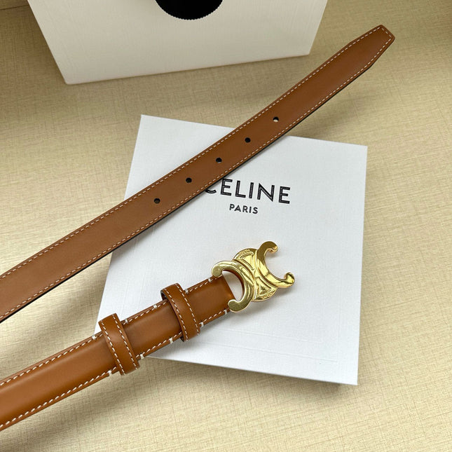 CELINE 25S BELT TRIOMPHE TAURILLON 25MM IN CARAMEL CALFSKIN 557502