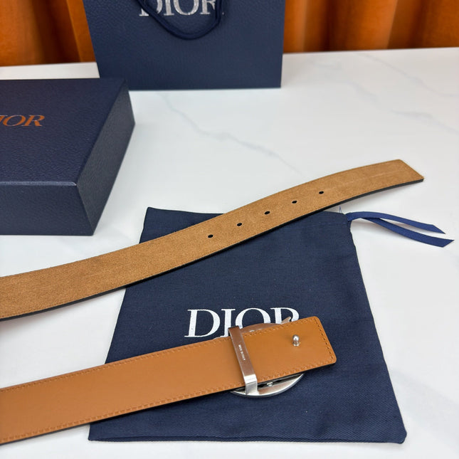 DIOR 26S CD LOGO BELT IN BROWN SUEDE CALFSKIN SILVER HARDWARE
