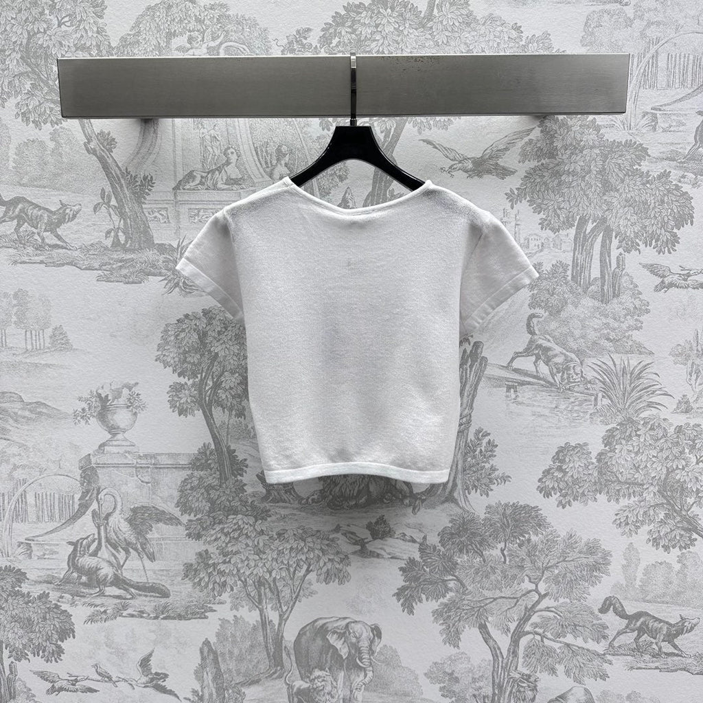 CHANEL SHORT SLEEVE CREW NECK KNIT TOP 263668