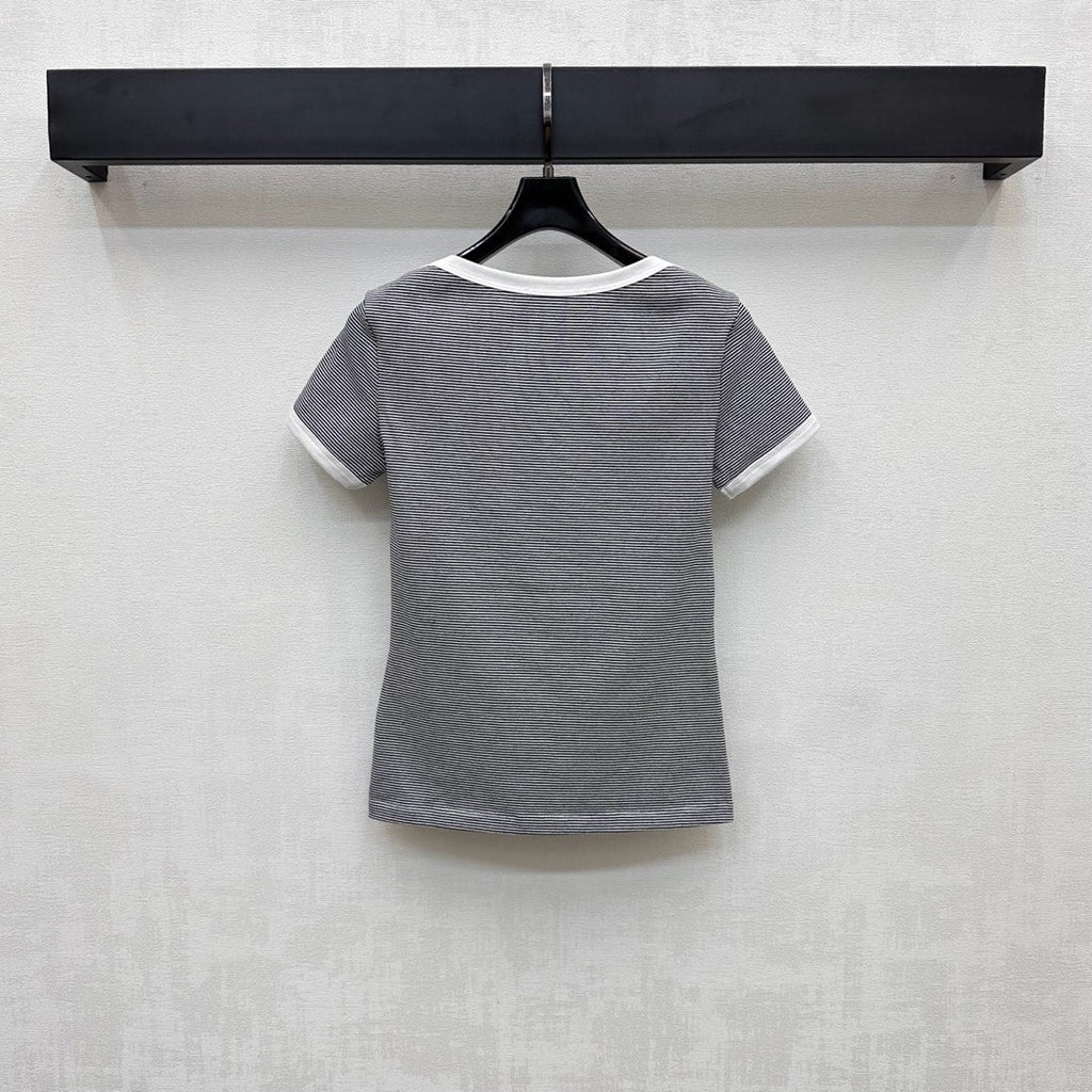 MIUMIU SHORT-SLEEVE STRIPED T-SHIRT 267829