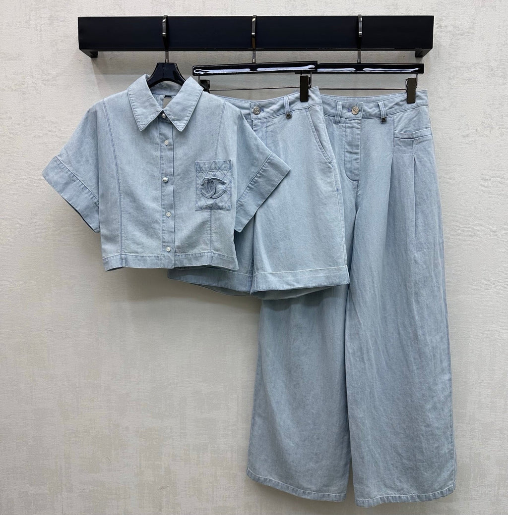 CHANEL 26S SHORT-SLEEVE DENIM SHIRT 1434