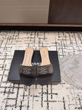 SLIPPERS IN BLACK SATIN MIX CALFSKIN