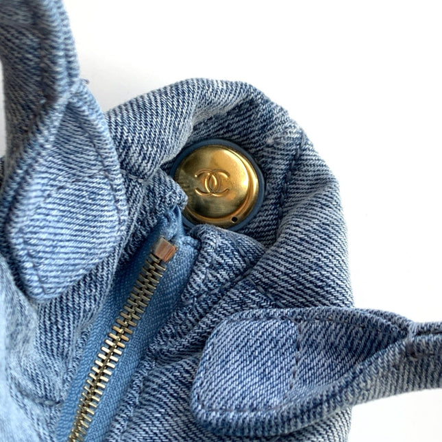 CHANEL 25S MAXI BOW BAG 26 IN BLUE DENIM WITH GOLD HARDWARE