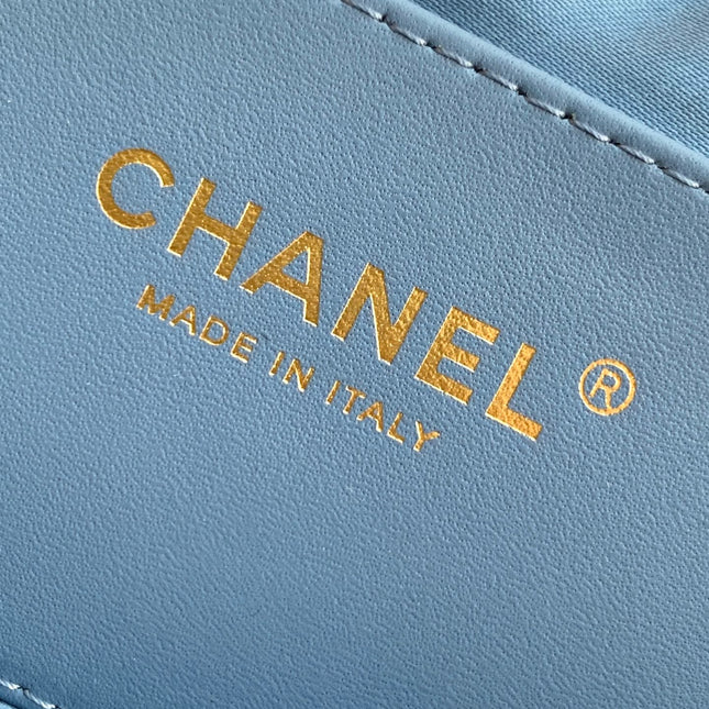 CHANEL 25S MAXI BOW BAG 26 IN BLUE DENIM WITH GOLD HARDWARE
