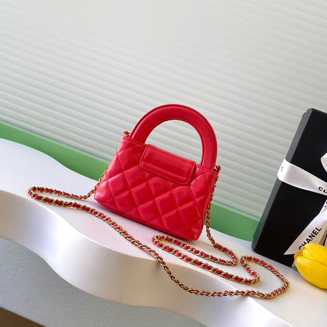 CHANEL 25S MINI KELLY BAG 13 IN RED LAMBSKIN WITH GOLD HARDWARE