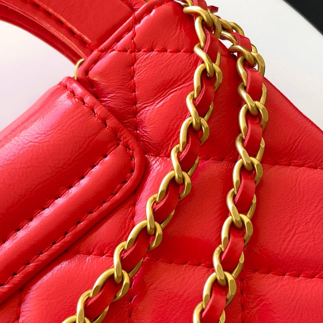 CHANEL 25S MINI KELLY BAG 13 IN RED LAMBSKIN WITH GOLD HARDWARE
