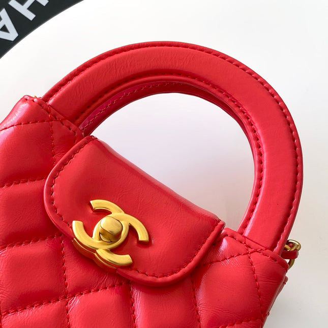 CHANEL 25S MINI KELLY BAG 13 IN RED LAMBSKIN WITH GOLD HARDWARE
