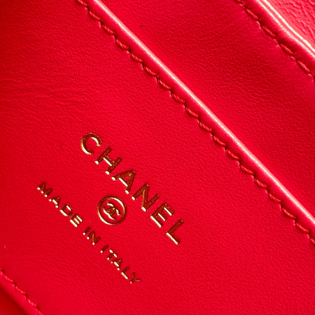 CHANEL 25S MINI KELLY BAG 13 IN RED LAMBSKIN WITH GOLD HARDWARE