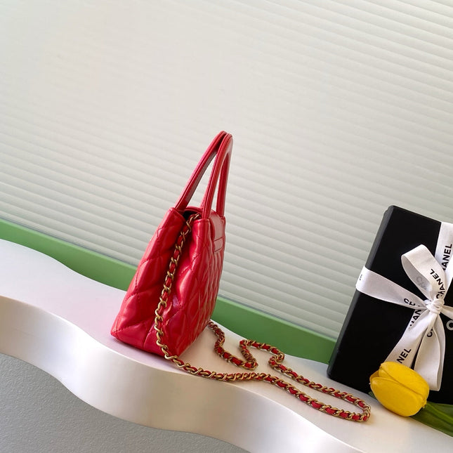 CHANEL 25S MINI KELLY BAG 19 IN RED LAMBSKIN WITH GOLD HARDWARE