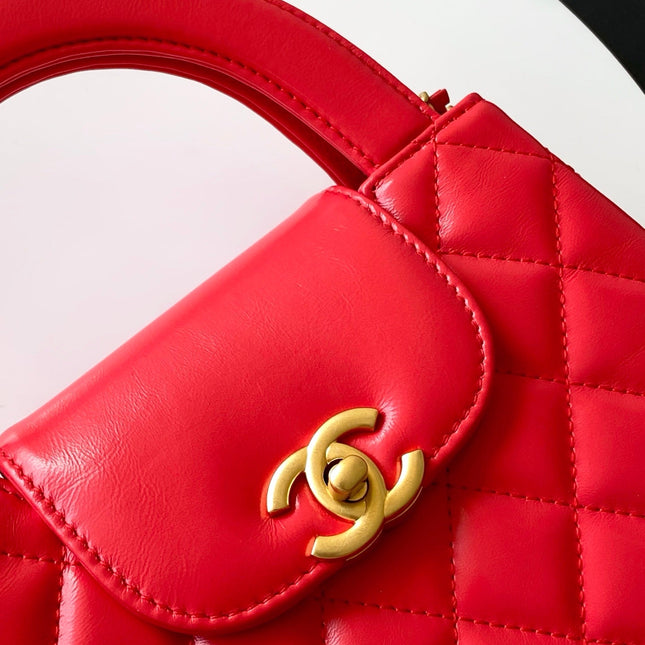 CHANEL 25S MINI KELLY BAG 19 IN RED LAMBSKIN WITH GOLD HARDWARE