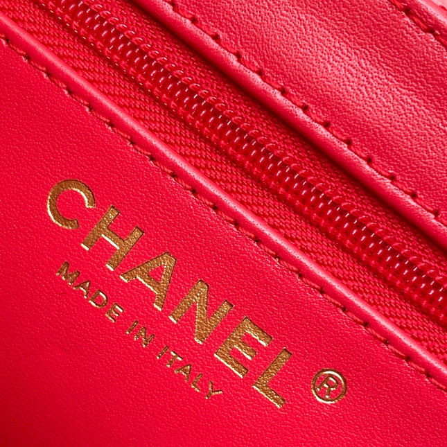CHANEL 25S MINI KELLY BAG 19 IN RED LAMBSKIN WITH GOLD HARDWARE