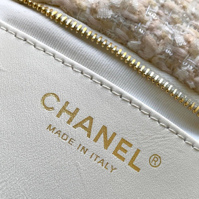 CHANEL 25S BOW BAG 26 IN CREAM WHITE TWEED WITH GOLD HARDWARE