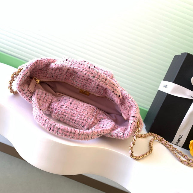 CHANEL 25S BOW BAG 26 IN PINK TWEED WITH GOLD HARDWARE