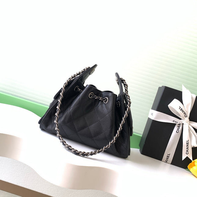 CHANEL 25S HOBO BAG 22 IN BLACK CAVIAR LEATHER STYLE 1