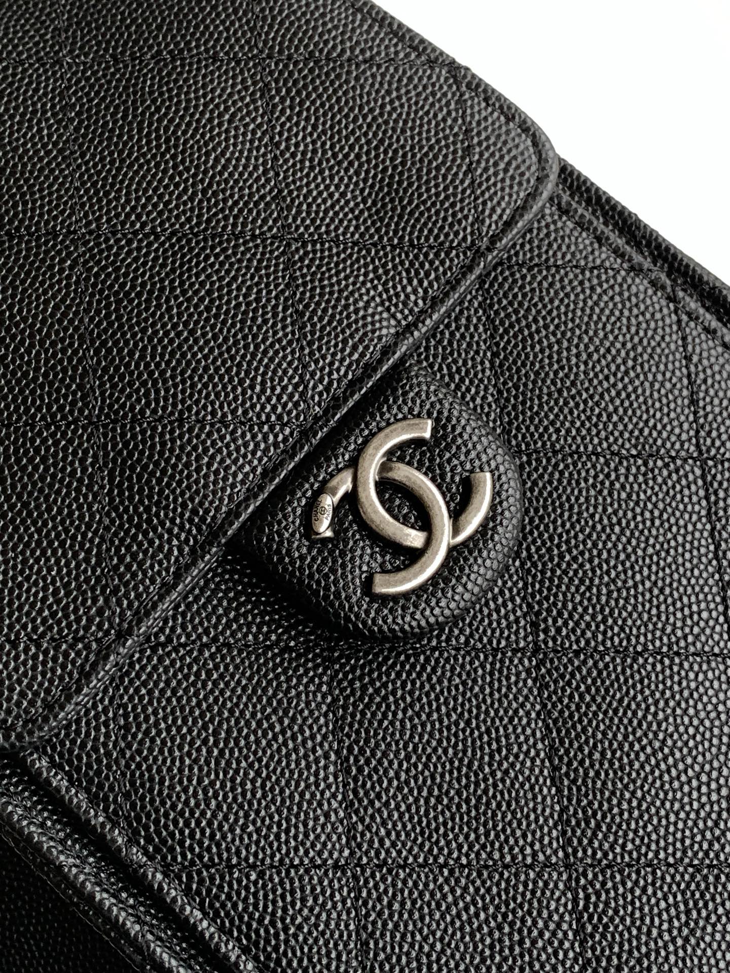 CHANEL 26S HOBO BAG 30 IN BLACK CAVIAR CALFSKIN DARK SILVER HARDWARE