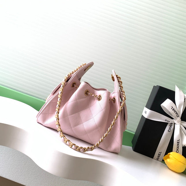 CHANEL 25S HOBO BAG 22 IN LIGHT PINK CAVIAR WITH GOLD HARDWARE