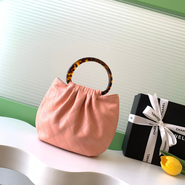 CHANEL 26S HAND BAG MEDIUM 24 IN PINK LAMBSKIN GOLD HARDWARE