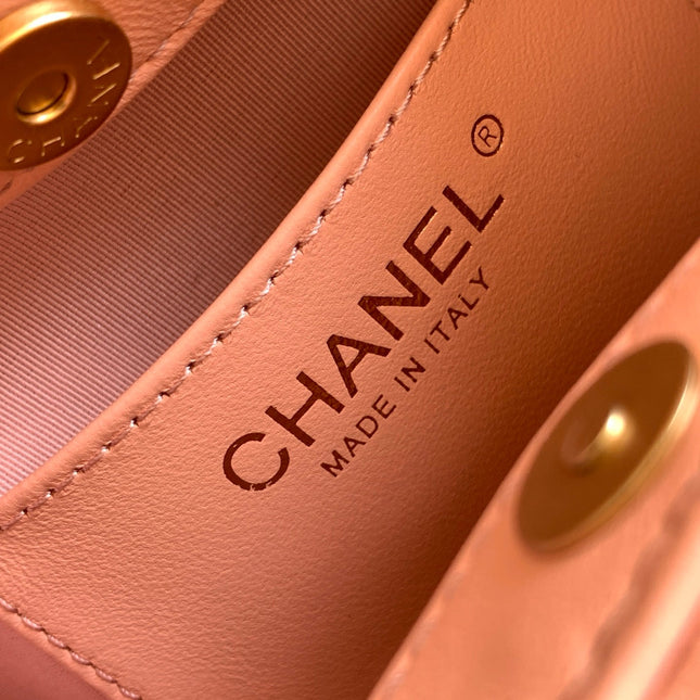 CHANEL 26S HAND BAG MEDIUM 24 IN PINK LAMBSKIN GOLD HARDWARE