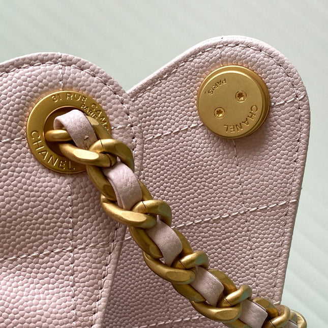 CHANEL 25S HOBO BAG 30 IN LIGHT PINK CAVIAR WITH GOLD HARDWARE