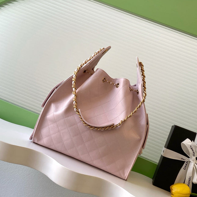 CHANEL 25S HOBO BAG 40 IN LIGHT PINK CAVIAR WITH GOLD HARDWARE