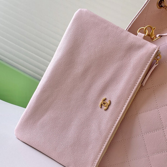 CHANEL 25S HOBO BAG 40 IN LIGHT PINK CAVIAR WITH GOLD HARDWARE