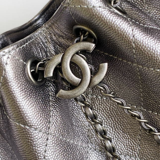 CHANEL 25S HOBO BAG 22 IN LILAC SILVER METALLIC CAVIAR
