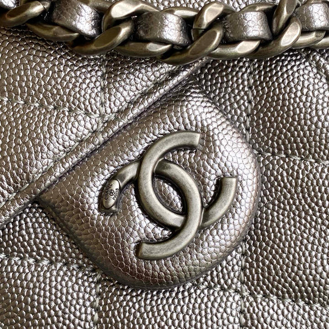 CHANEL 25S HOBO BAG 22 IN LILAC SILVER METALLIC CAVIAR