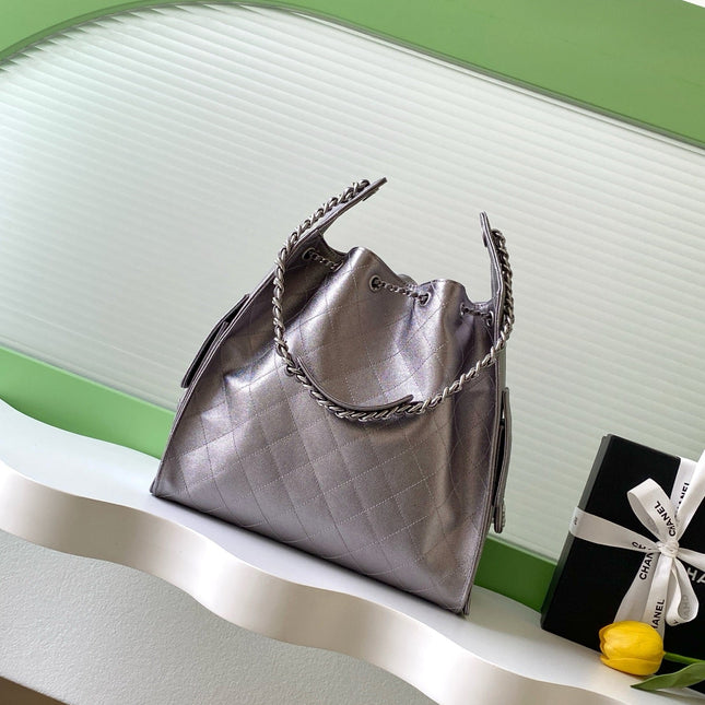 CHANEL 25S HOBO BAG 40 IN LILAC SILVER METALLIC CAVIAR