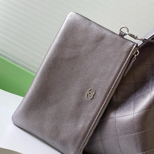 CHANEL 25S HOBO BAG 40 IN LILAC SILVER METALLIC CAVIAR