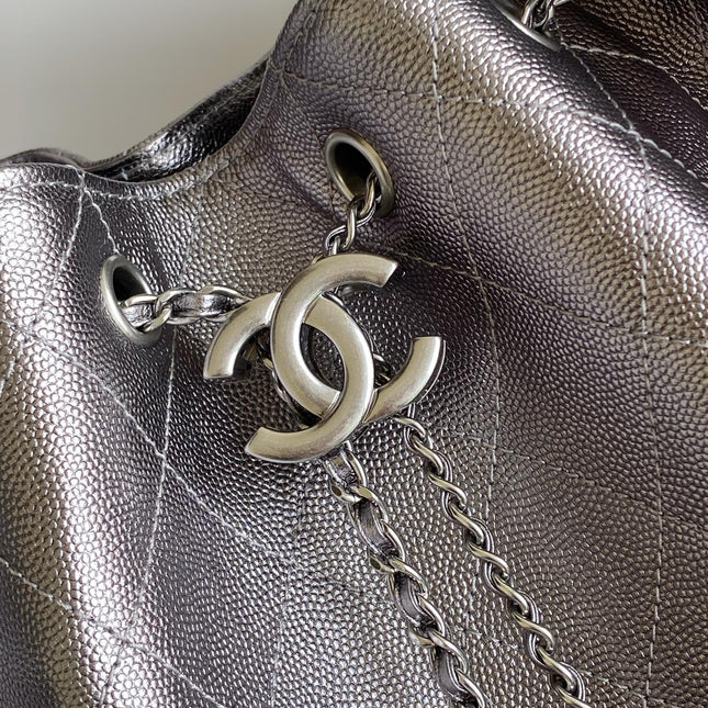 CHANEL 25S HOBO BAG 40 IN LILAC SILVER METALLIC CAVIAR
